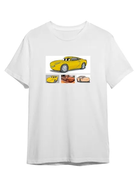 Футболка унисекс СувенирShop Тачки/Cars/Молния Маккуин 16 белая 2XL