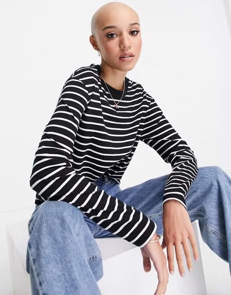 Лонгслив в черно-белую полоску Miss Selfridge-Разноцветный