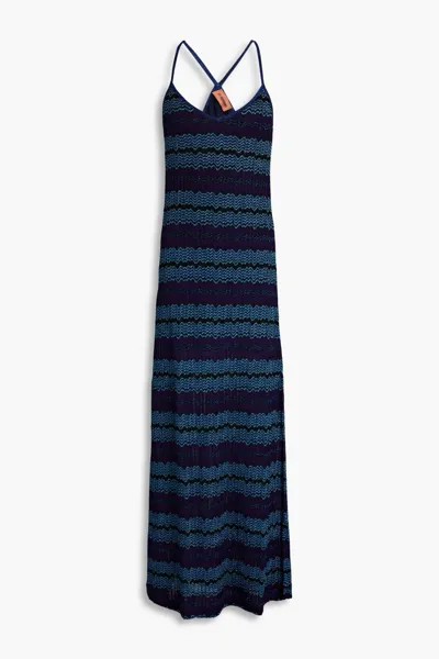 Платье макси металлизированной вязки крючком Missoni, индиго