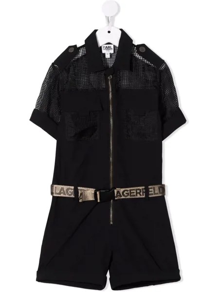 Karl Lagerfeld Kids mesh-panelled short-sleeve jumpsuit