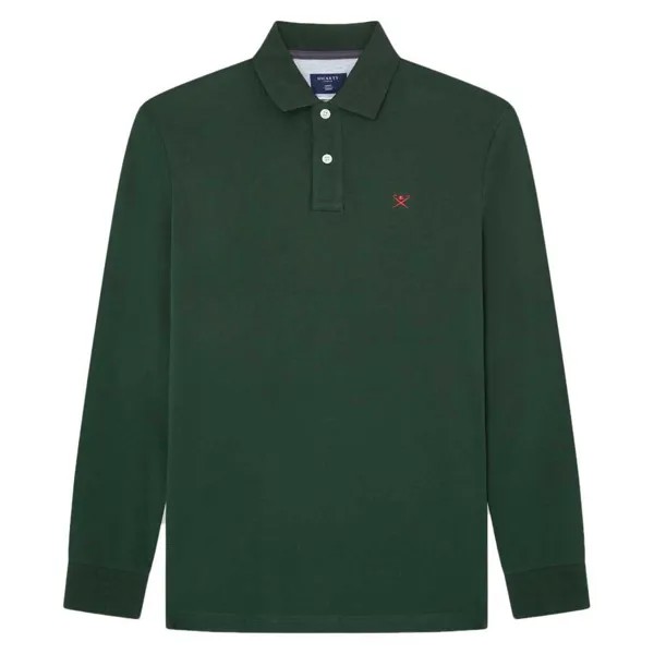 Поло с длинным рукавом Hackett Logo Slim Fit, зеленый