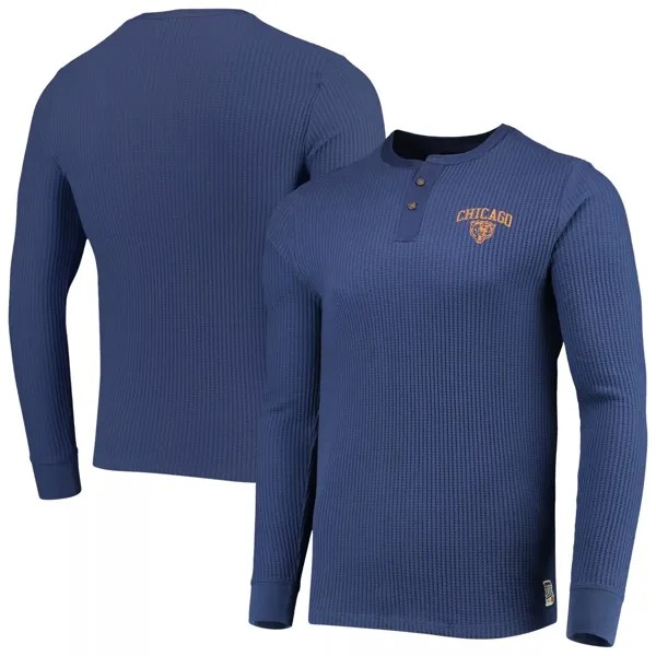 Мужская футболка Junk Food темно-синего цвета с термопринтом Chicago Bears Henley и длинными рукавами