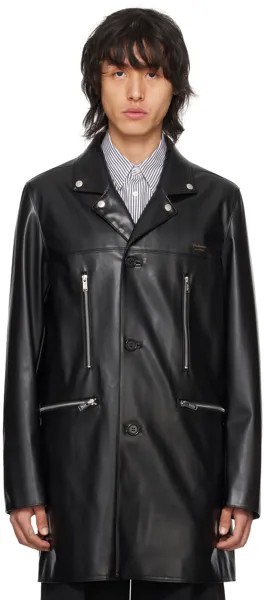 Черное пальто из искусственной кожи с карманами на молнии Undercover
