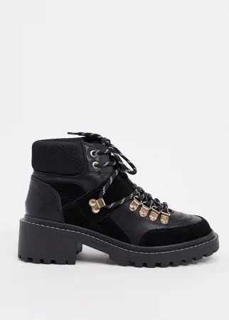 Черные походные ботинки на шнуровке River Island-Черный