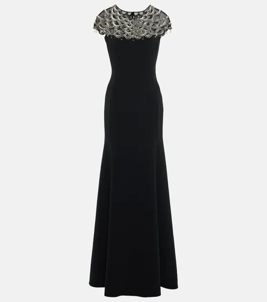 Платье Melody из крепа с декором Jenny Packham, черный