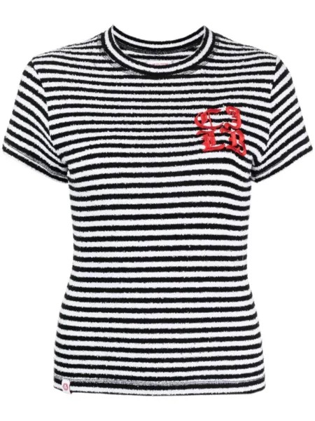 Charles Jeffrey Loverboy футболка в полоску с вышитым логотипом, белый