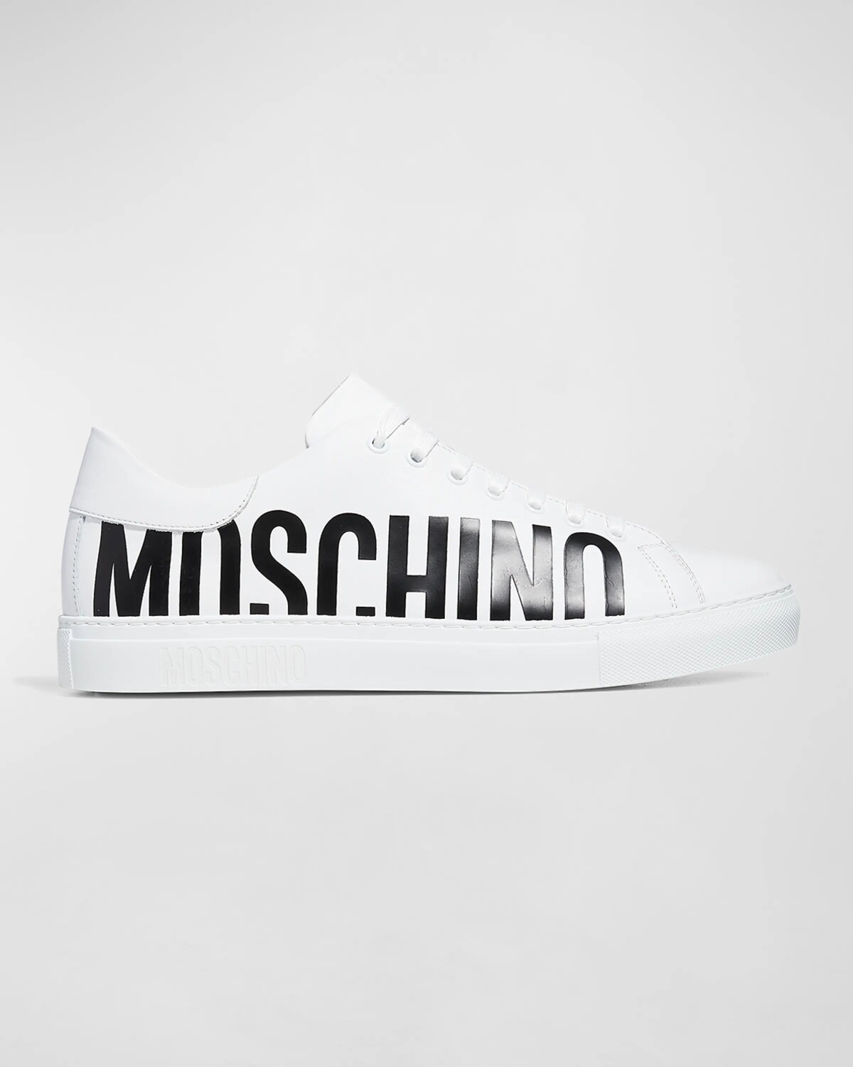Мужские кожаные низкие кеды с логотипом Moschino, цвет White