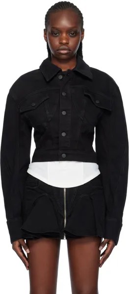Черная укороченная джинсовая куртка Mugler
