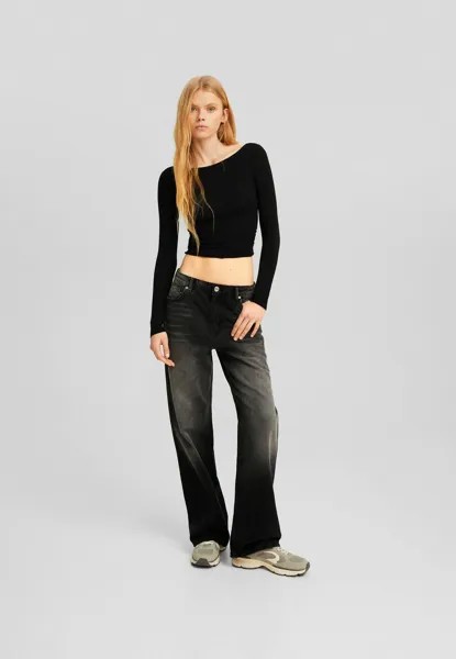 Футболка с длинными рукавами With Seam Details Bershka, белый