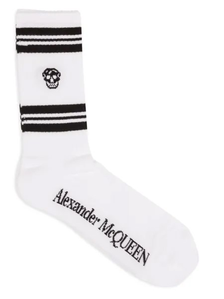 Полосатые носки с черепами Alexander McQueen, белый