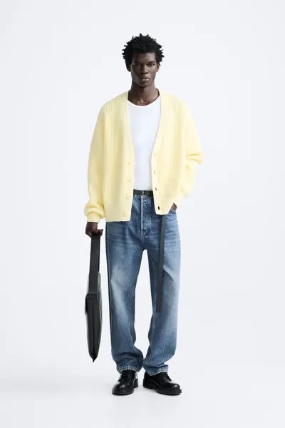 Текстурированный кардиган ZARA, желтый
