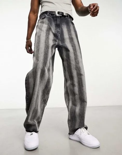 Черные мешковатые джинсы в полоску COLLUSION x014 в стиле 90-х