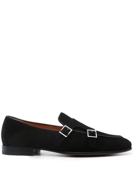 Santoni монки с пряжками, черный