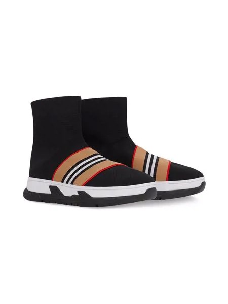 Burberry Kids кроссовки-носки в полоску Icon Stripe