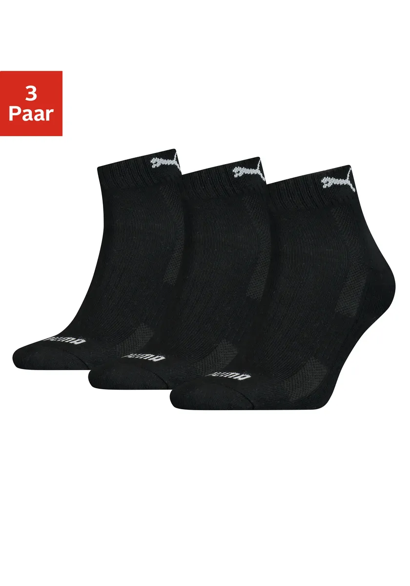 Короткие носки PUMA (3 шт.) с вязаным логотипом на поясе, черный