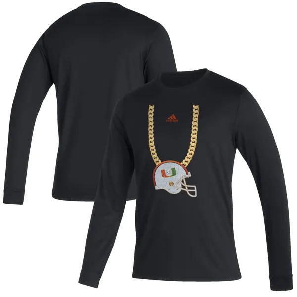 Мужская черная футболка с длинным рукавом Miami Hurricanes Turnover Chain Creator adidas