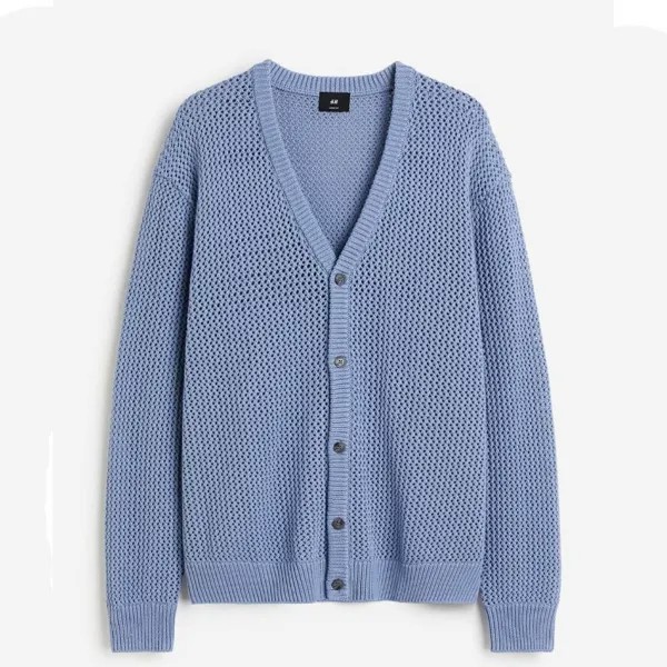 Кардиган H&M Loose Fit Hole-knit, синий