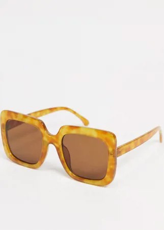 Светло-коричневые солнцезащитные очки в квадратной черепаховой oversized-оправе Monki Hanni-Коричневый цвет
