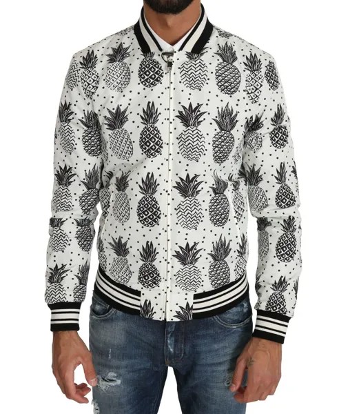 Куртка DOLCE - GABBANA Бело-черный бомбер с ананасом s. IT44 / XS Рекомендуемая розничная цена: 1400 долларов США.