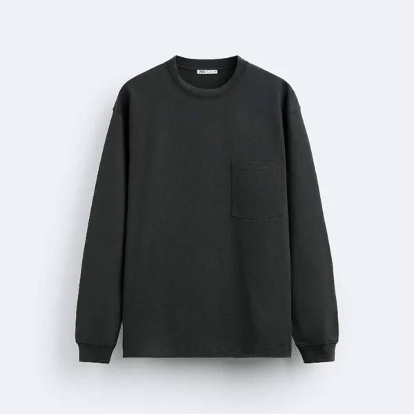 Лонгслив свободного кроя Zara, темно-серый