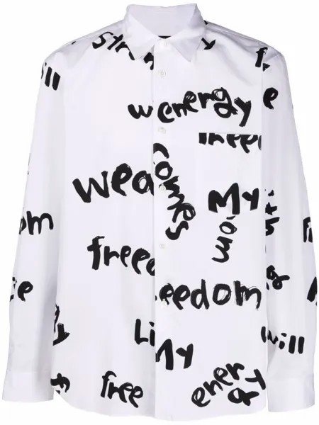 Comme des Garçons Homme Plus рубашка Freedom с графичным принтом, белый