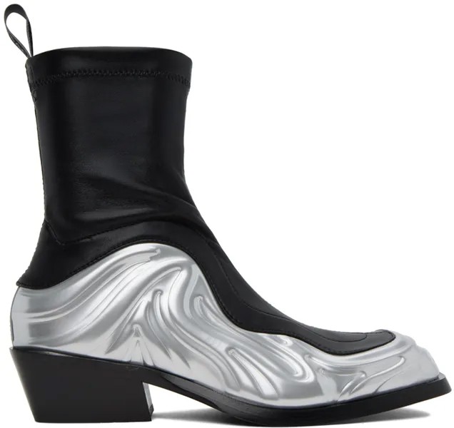 Черно-серебряные ботинки Solare Versace