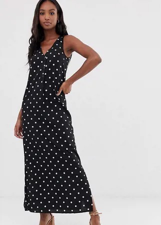 Платье макси в горошек с пуговицей Vero Moda Tall-Мульти
