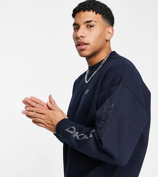 Темно-синий свитшот с логотипом на рукаве DKNY Sport