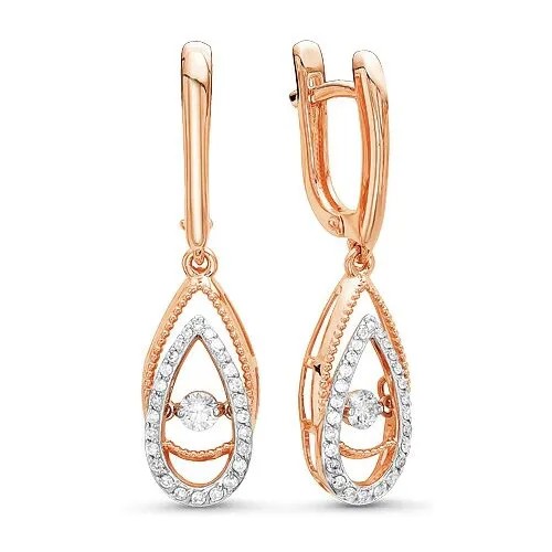 Серьги Бриллианты Костромы, комбинированное золото, 585 проба, бриллиант