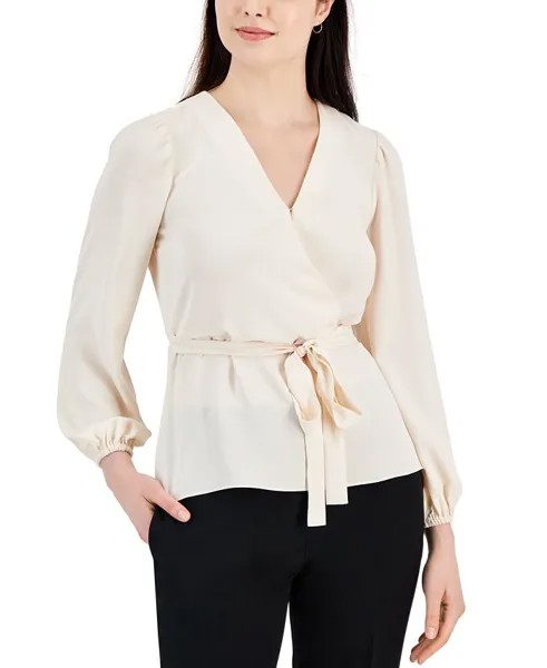 Женская блузка с длинными рукавами и искусственным запахом Anne Klein, белый