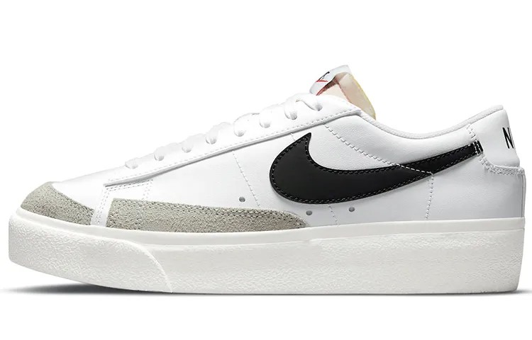 Nike Blazer на низкой платформе, белый, черный (женские)