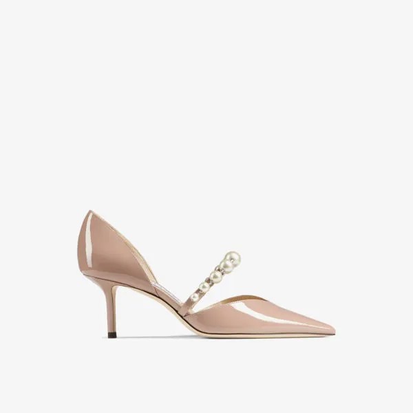 Туфли Aurelie на каблуке из лакированной кожи, украшенные жемчугом Jimmy Choo, белый
