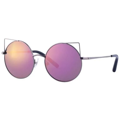 Солнцезащитные очки Matthew Williamson, круглые, оправа: металл, для женщин, серебряный
