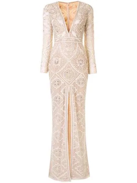 Zuhair Murad декорированное платье с длинными рукавами