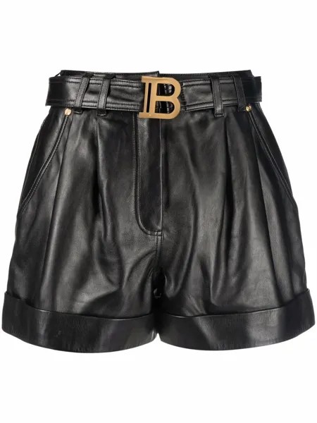 Balmain кожаные шорты с поясом