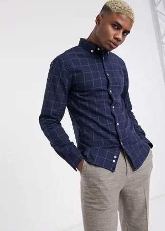 Темно-синяя рубашка в клетку Celio-Темно-синий