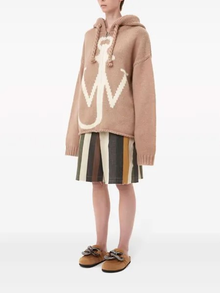 JW Anderson худи на молнии с принтом, нейтральный цвет