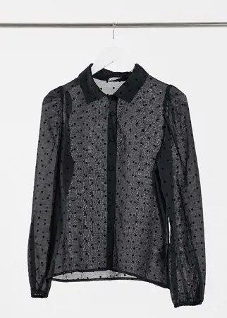 Черная рубашка с бархатистым принтом в горох Pimkie-Черный цвет
