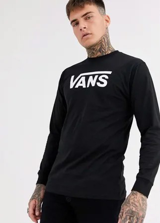 Черный лонгслив с крупным логотипом Vans VN000K6HY281