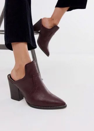 Бордовые мюли в стиле вестерн River Island-Красный