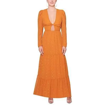 Rachel Rachel Roy Женское оранжевое многоярусное длинное платье макси с v-образным вырезом 14 BHFO 8376