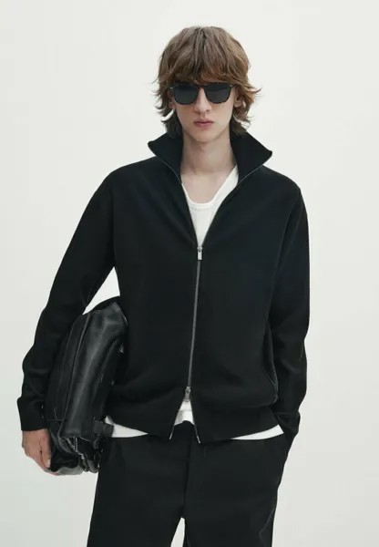 Кардиган With A Mock Neck Massimo Dutti, черный