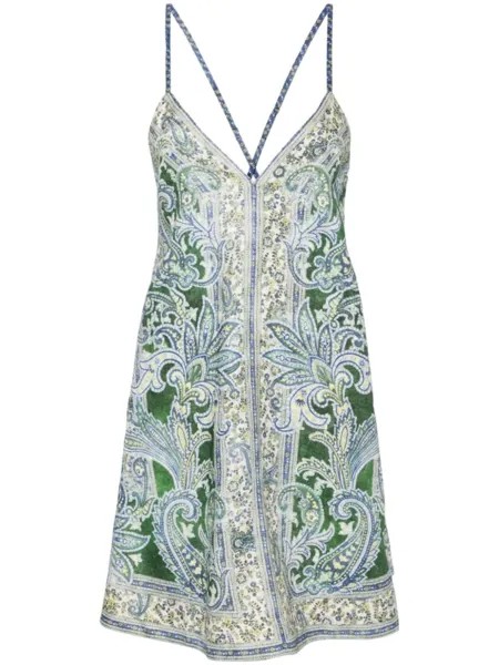 ZIMMERMANN льняное платье мини Ottie Swing, зеленый