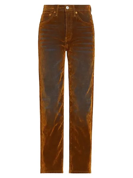 Бархатные потертые джинсы Stovepipe Re/Done, цвет distressed amber flocked