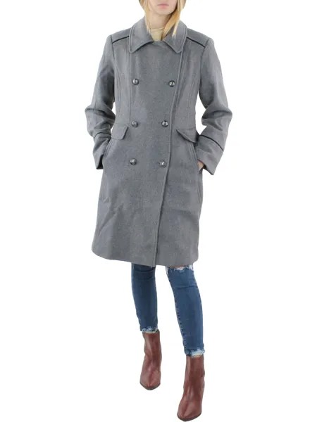Женское двубортное шерстяное пальто из смесовой шерсти Vince Camuto, цвет Medium Grey