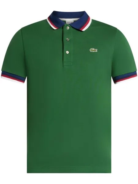 Рубашка поло с вышитым логотипом и полосками Lacoste, зеленый