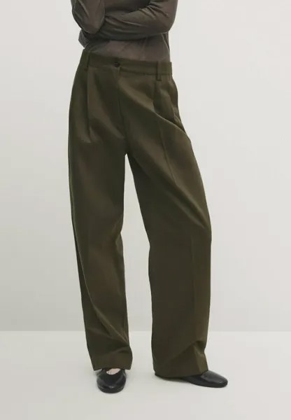 Брюки STRAIGHT FIT WITH STRETCH WAIST Massimo Dutti, темно-зеленый