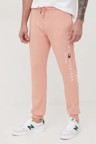 Хлопковые спортивные брюки Tommy Hilfiger, розовый
