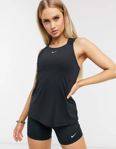 Черный спортивный топ Nike Pro Training Elastika-Черный цвет