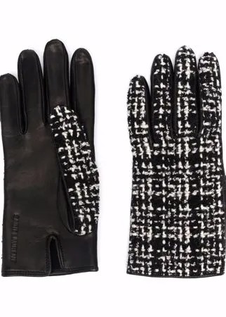 Saint Laurent перчатки с твидовыми вставками